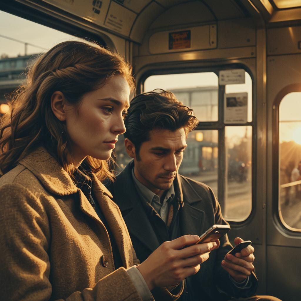 Man Watches Train Disappear in Cinematic Lighting