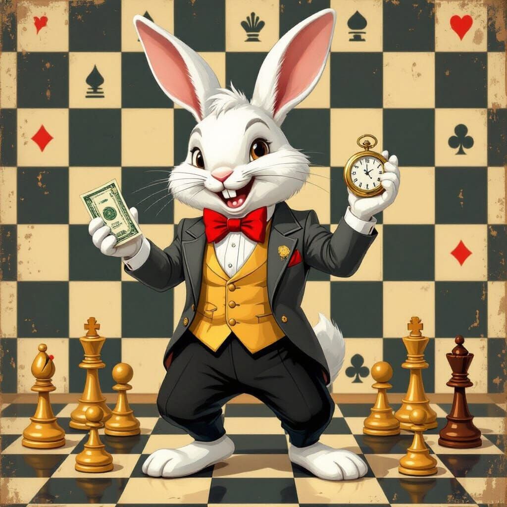 Dali-esque Rabbit Swindler with Golden Watch