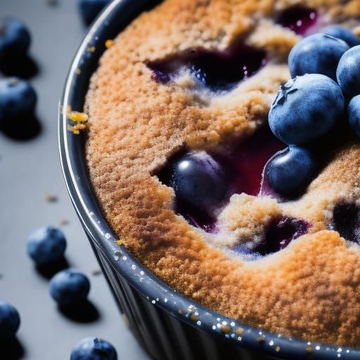 Hyperrealistic Blueberry Cobbler Photograph in Splash Art St...