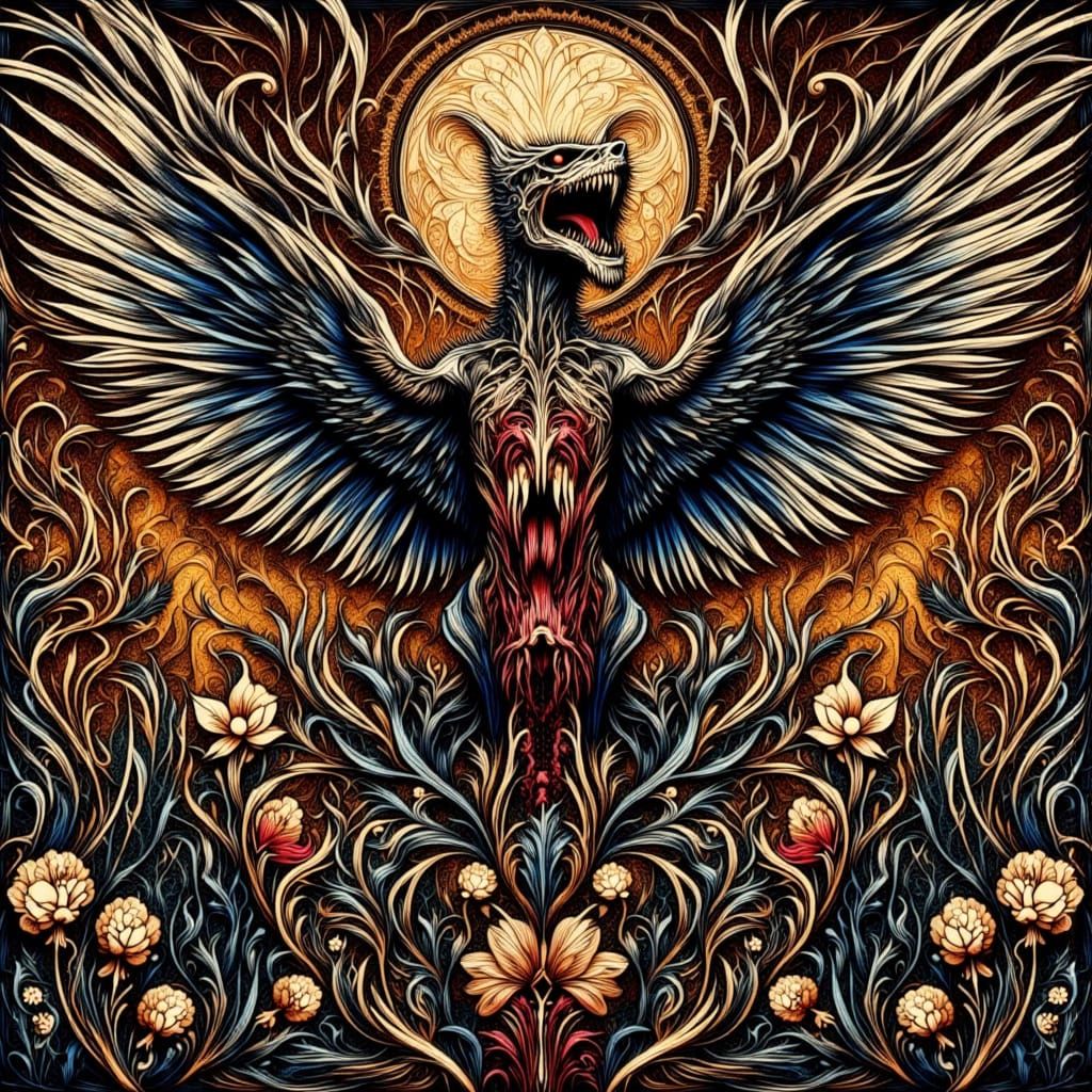 Ancient Horror Mosaic in Clockwork Nouveau Style