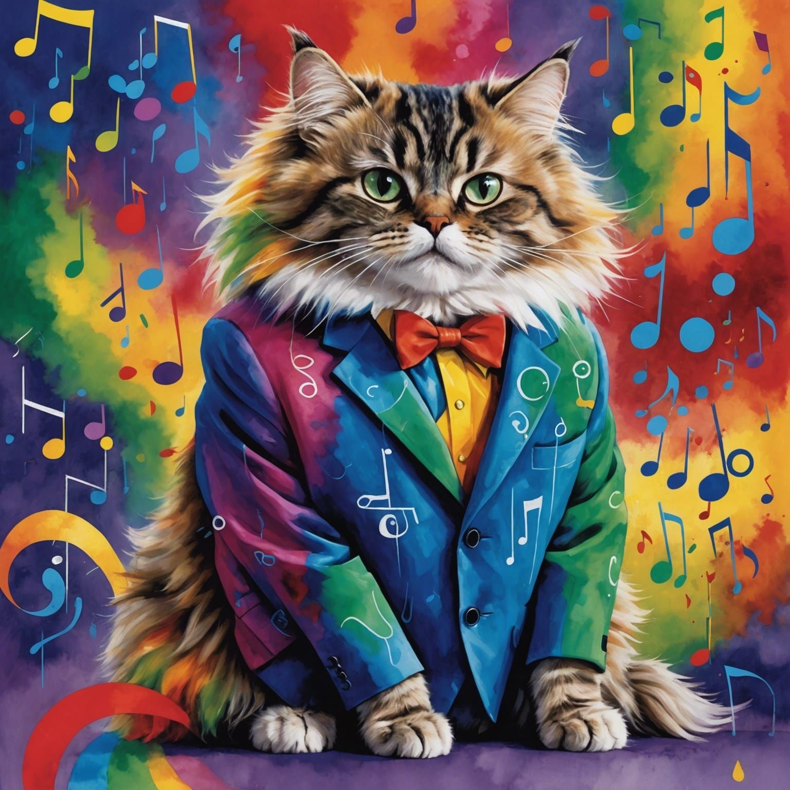 Cats in Rainbow Tuxedos: Surreal Portrait
