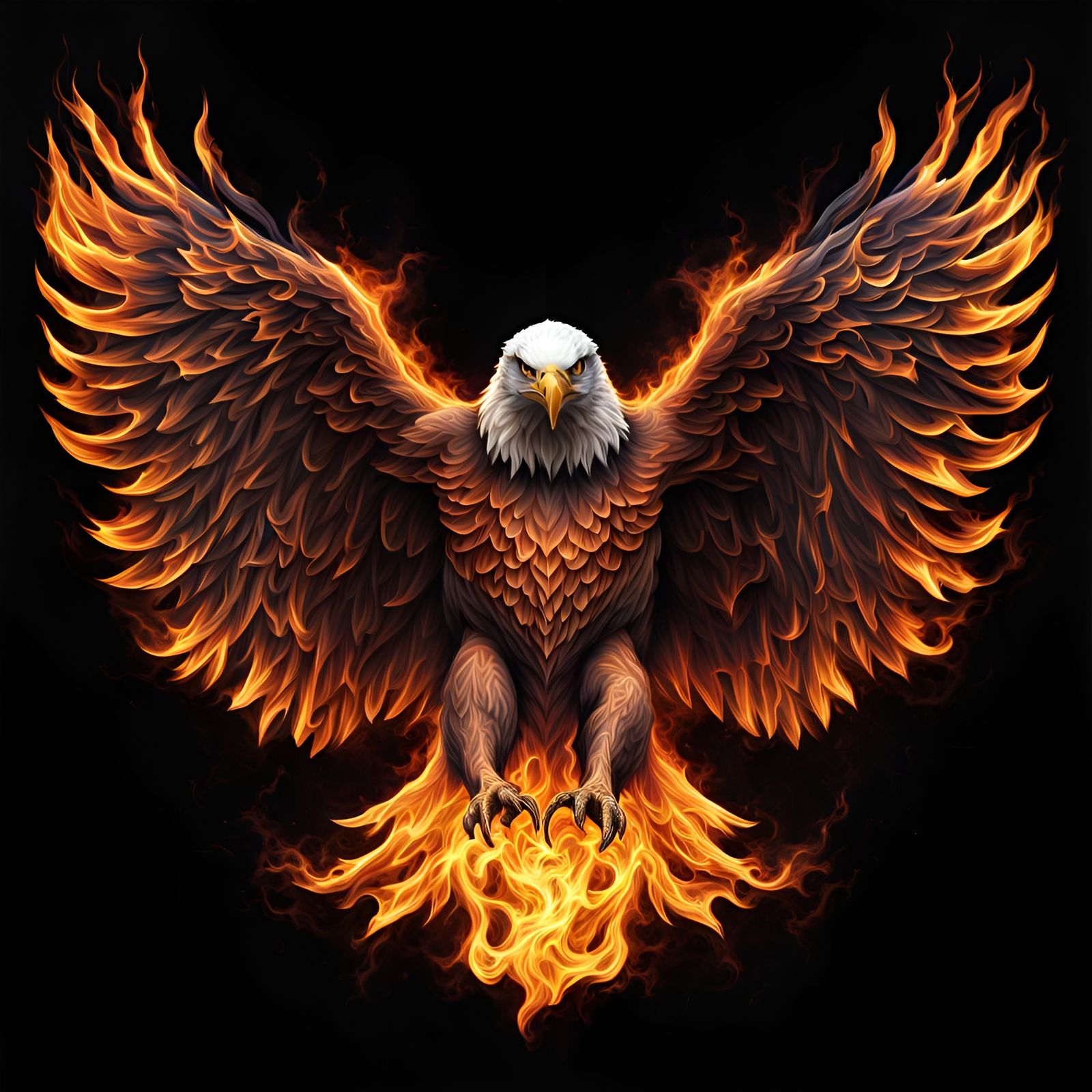 Dynamic Flame Eagle in Abstract Splash Art