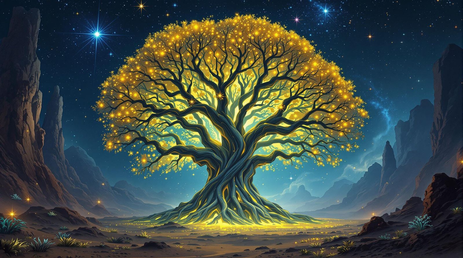 Ethereal Tree of Life on Pandora in Digital Art Style