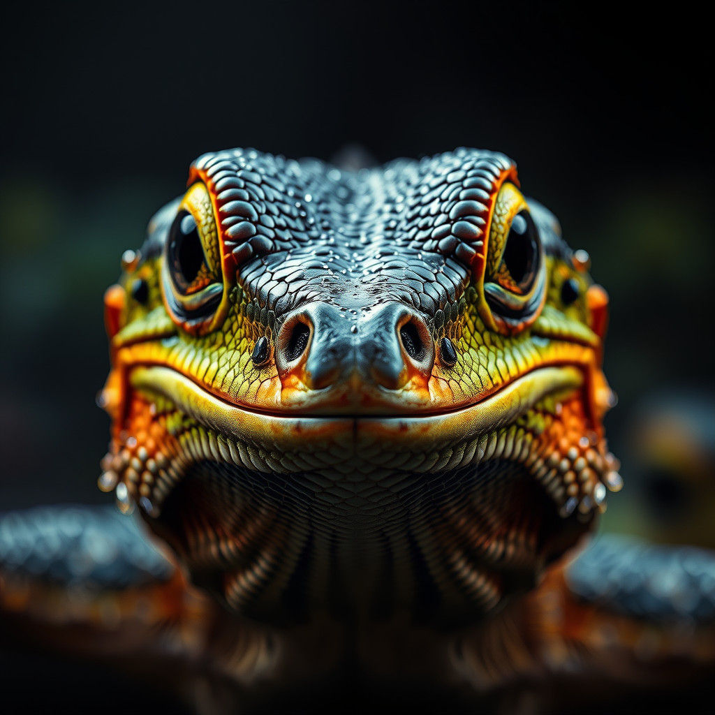 Hyperrealistic Water Dragon Lizard Portrait