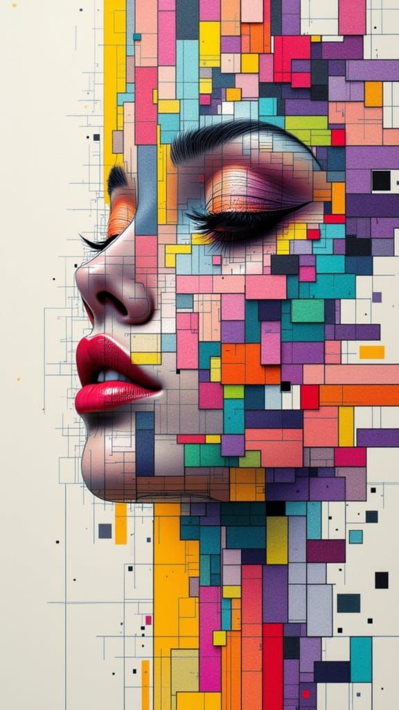 Surreal Abstract Portrait in Geometric Perspective