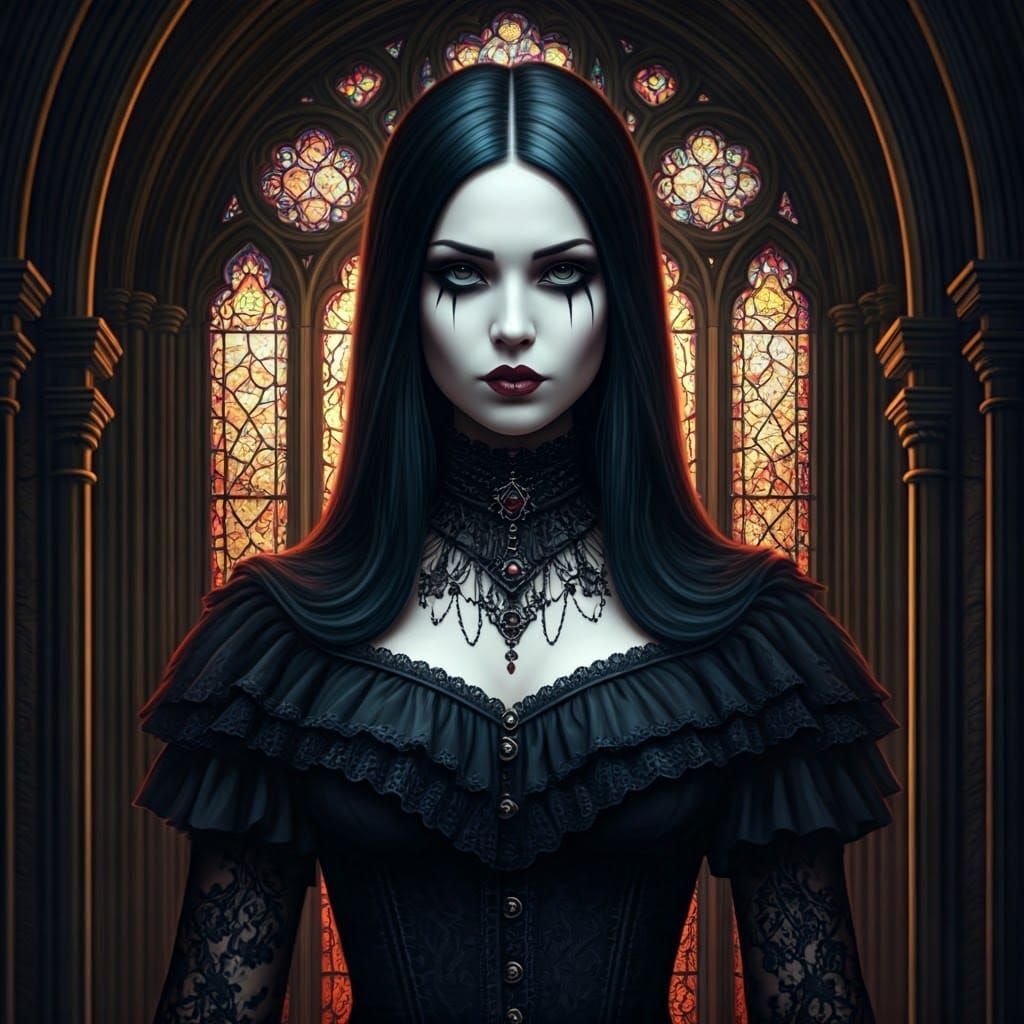 Gothic Woman in Victorian Attire