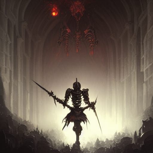 Skeleton Knight in Dark Fantasy Dungeon