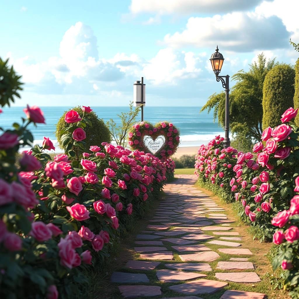 Beach Road Garden with Heart-Shaped Flowers