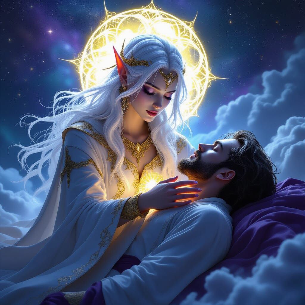 Moon Elf Healer in Dark Fantasy Style