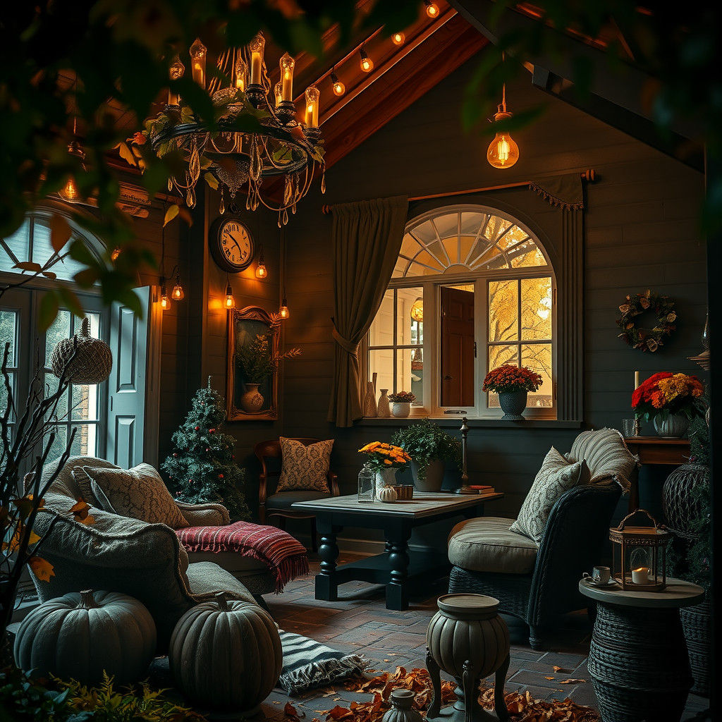Cozy Autumn Home Interior in Hyperrealistic Style