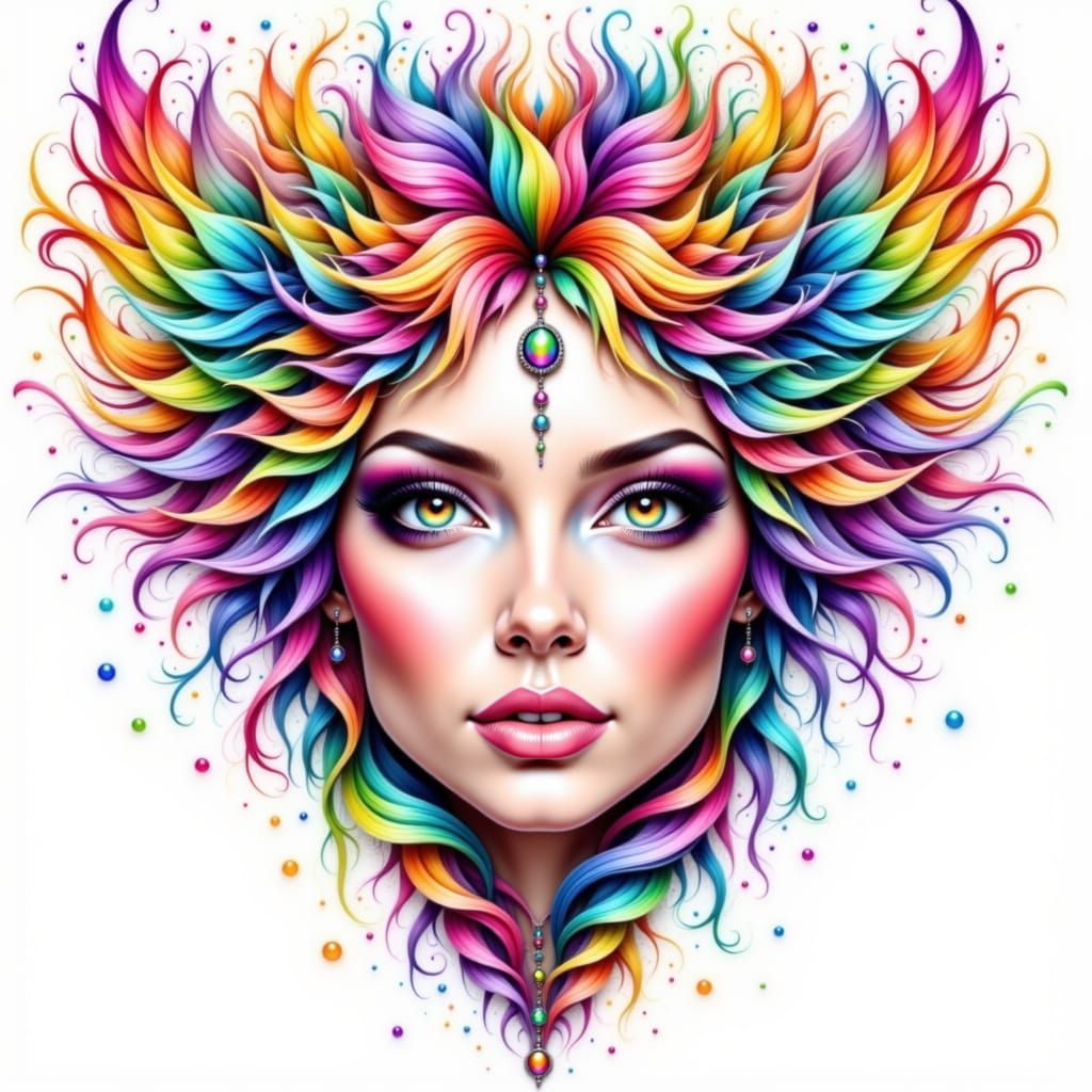 Watercolor Fusion: SwirlyTwirly Rainbow Hair