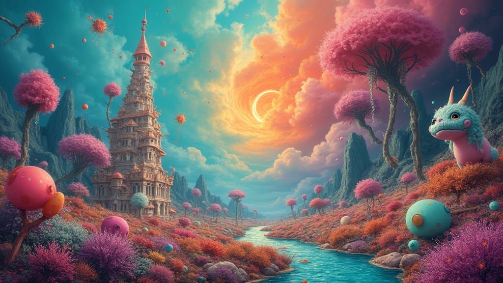 Dreamlike Creatures in a Whimsical, Futuristic Style