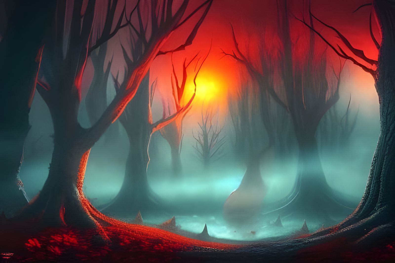 Creepy Fairytale Landscape in Witchcore Style