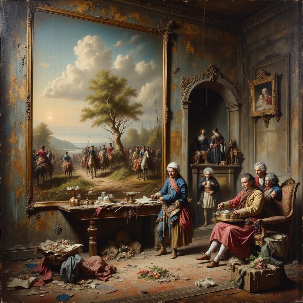 Napoleon's Army Escapes From Painting in Gothic Style