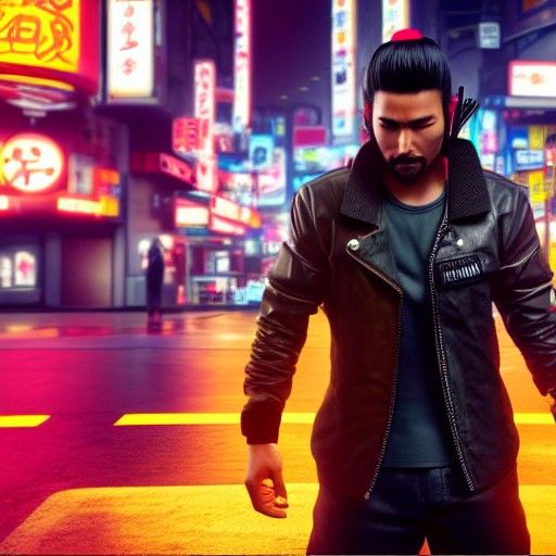 Cyberpunk Samurai Warrior in Neon City