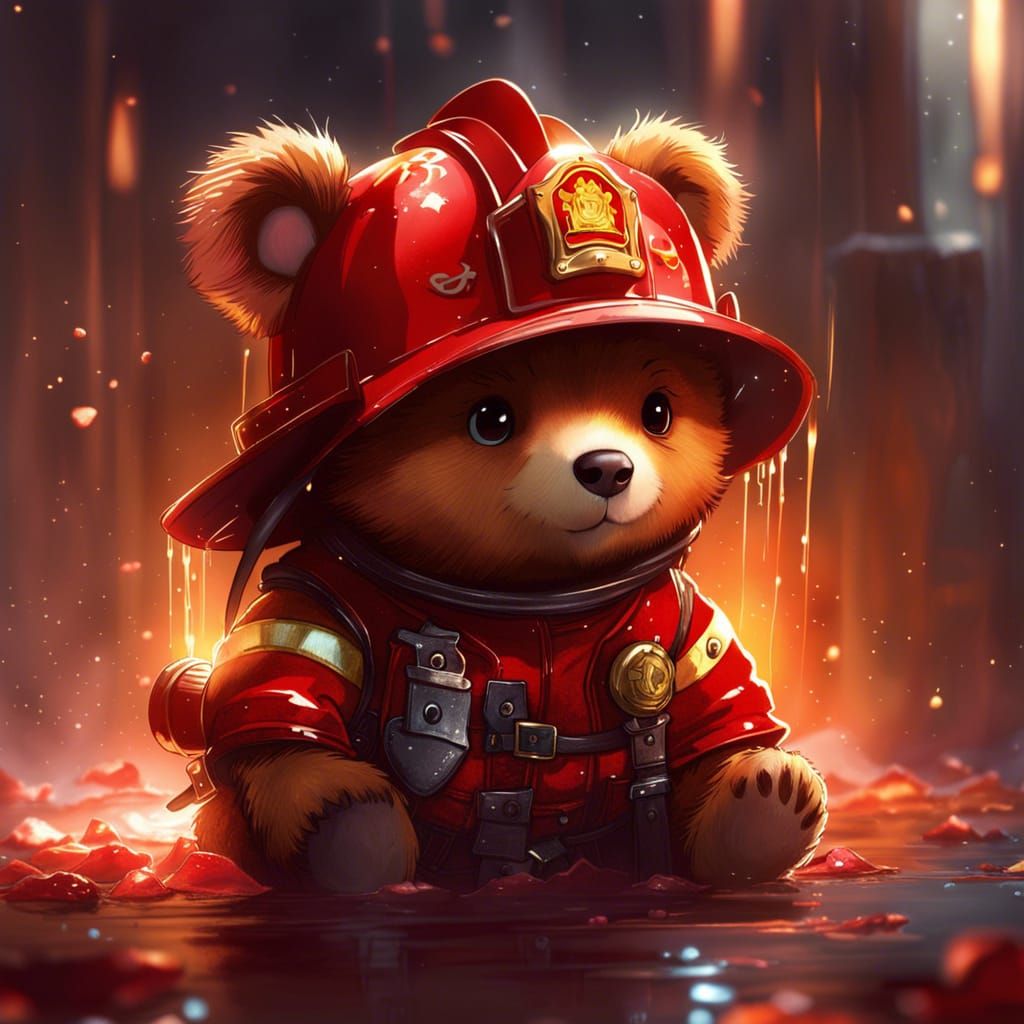 Chibi bear firefighter