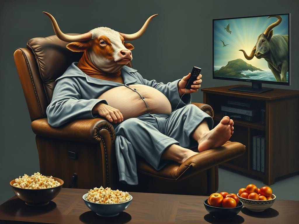 Bull in Recliner Relaxation Mode