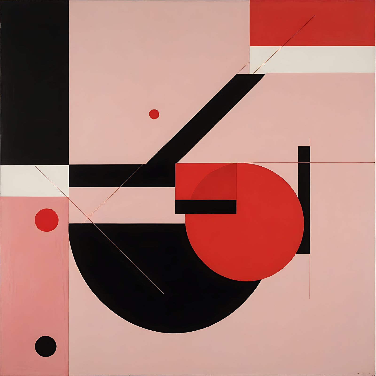 Bold Geometric Abstraction with Red Line and Dots