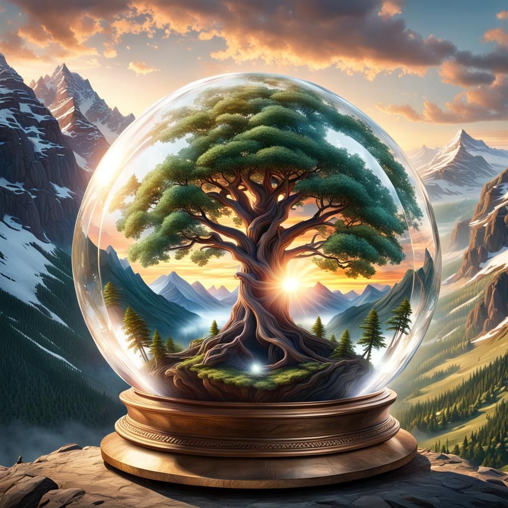 Tree of Life in Crystal Ball, Digital Painting