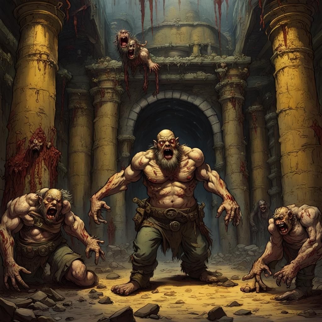 Dwarf Zombie Horde Emerges from Ancient Hall