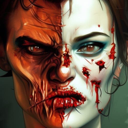 Hyperdetailed Zombie Portrait in Tarantino Style