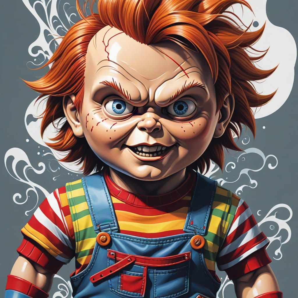 Abstract Vector Chucky with Zentangle Elements