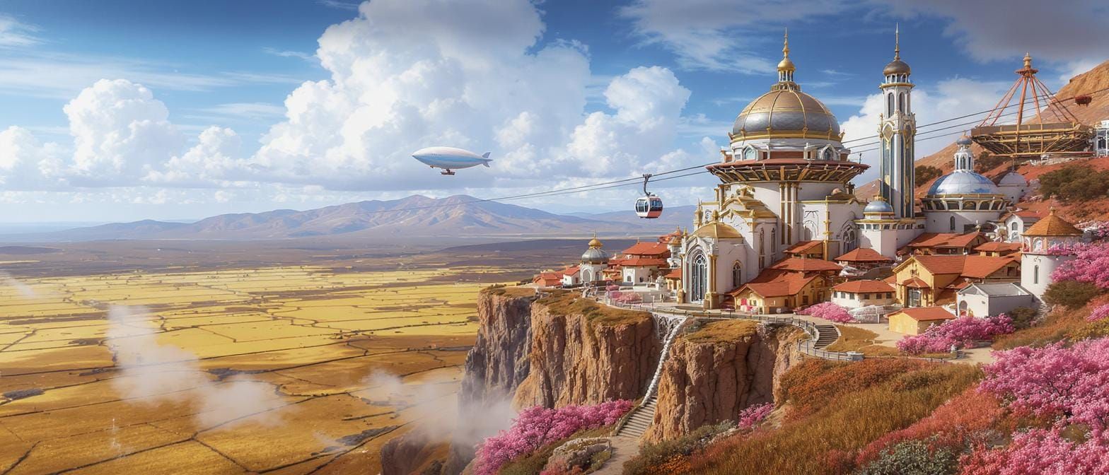 Peruvian Cliff Village with Art Deco Elements