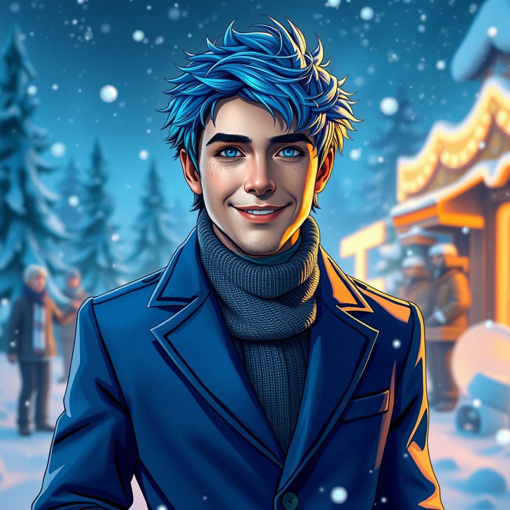 Cyberpunk Winter Wonderland Figure in Triadic Colors