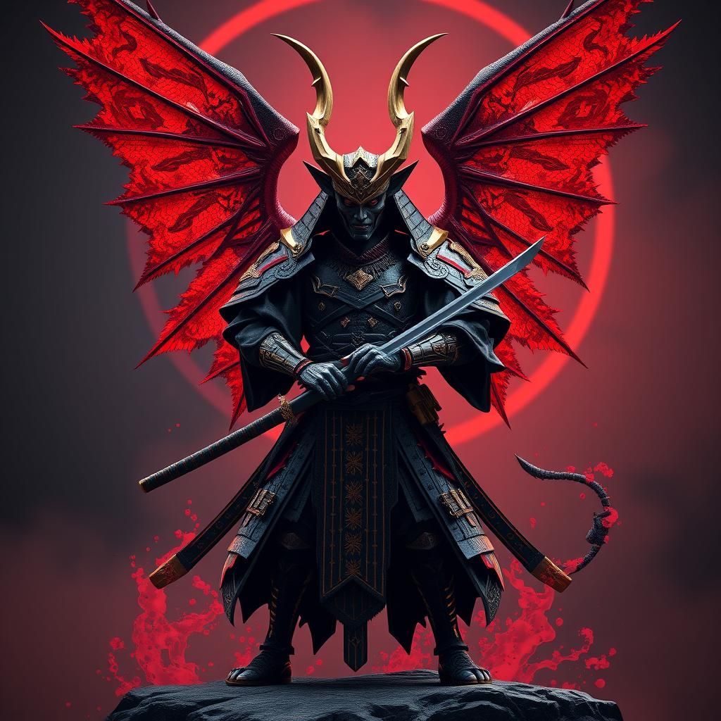 Majestic Japanese Devil Samurai with Kitana in 3D