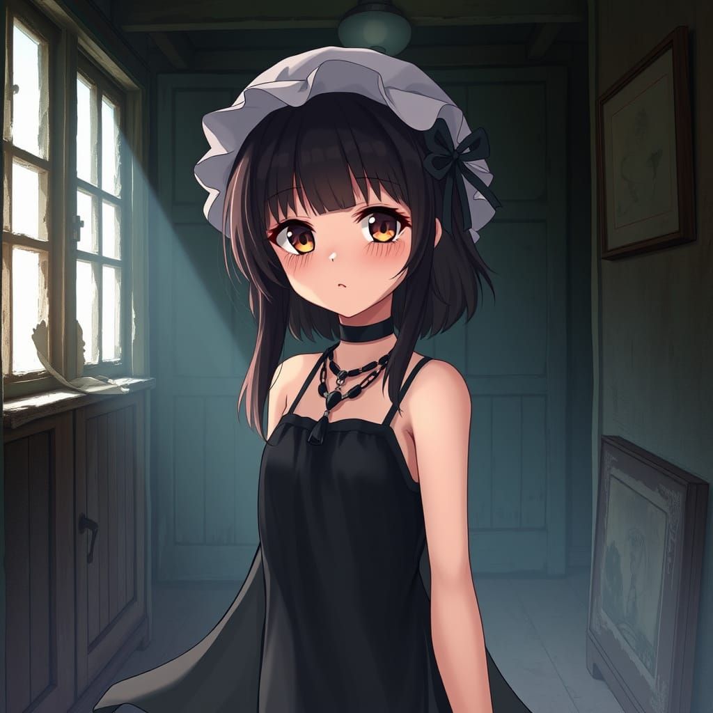 Girl in Old House, Anime-Inspired Style