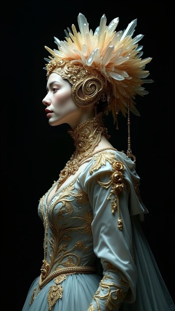 Regal Female Cyborg in Elegant Profile, Futuristic Opulence