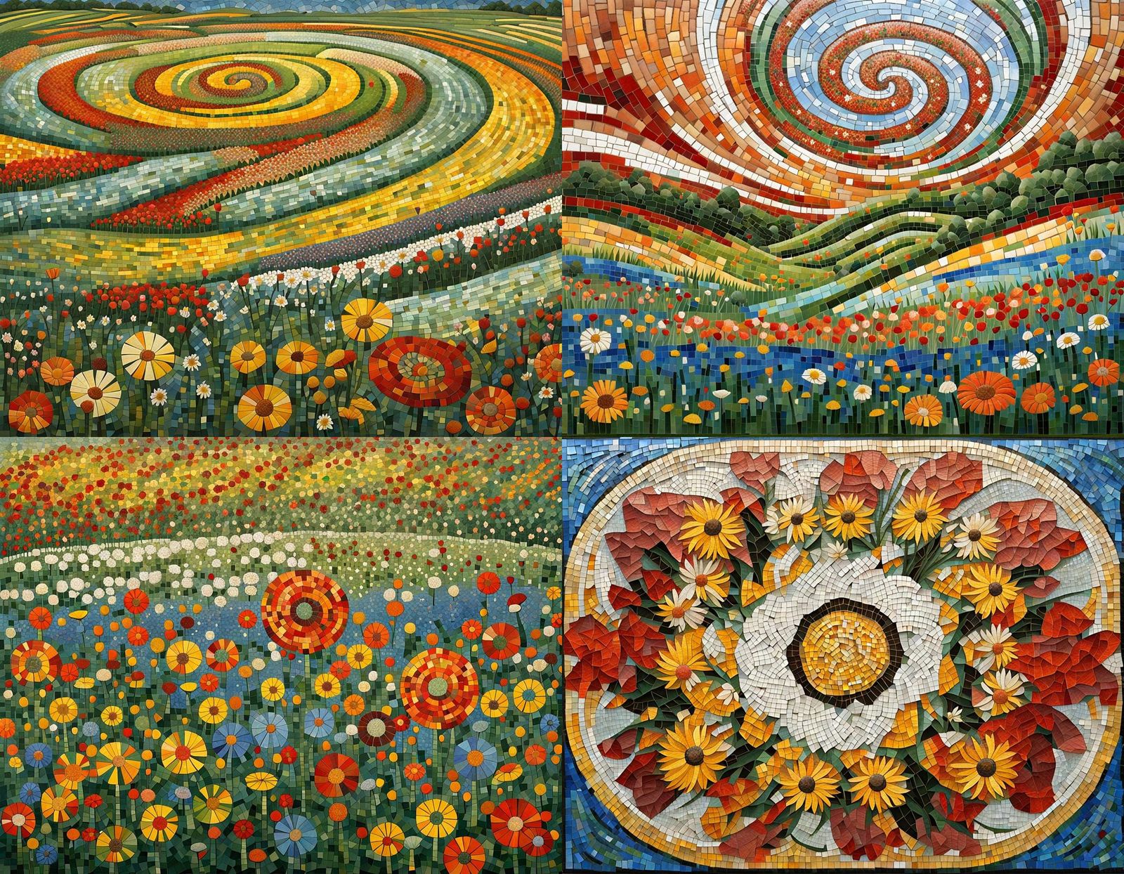 Swirling Mosaic Flower Fields