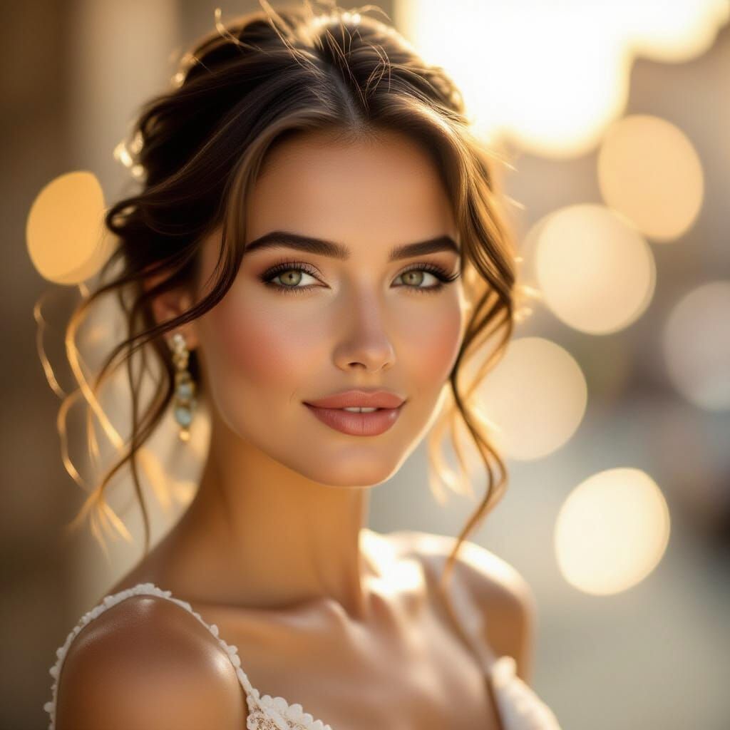 Elegant Woman in Studio Portrait with Bokeh