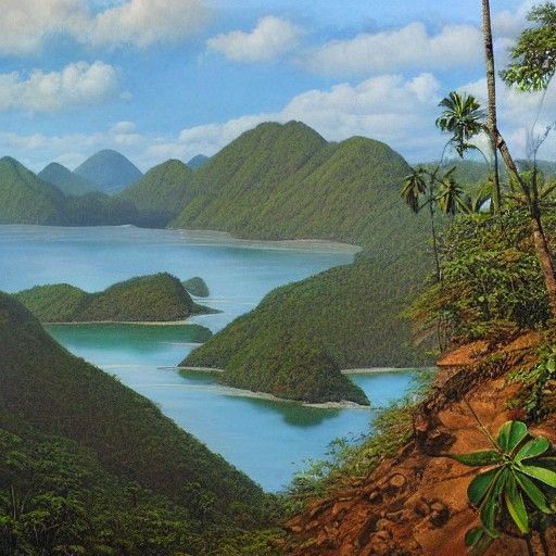 Remote Amazonian Landscape in Oil Painting Style
