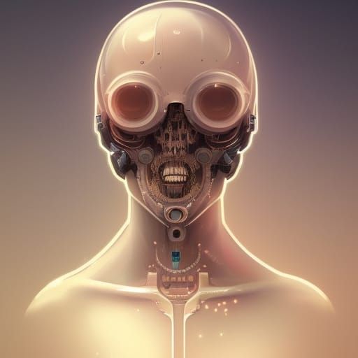 Futuristic Android Portrait in Art Nouveau Style