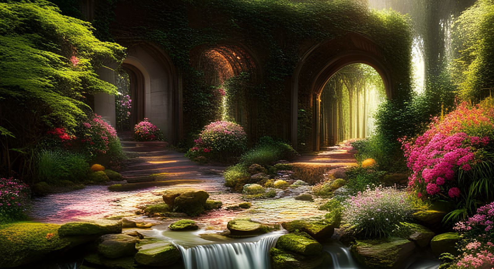 Flower in Sunny Water: Digital Matte Painting