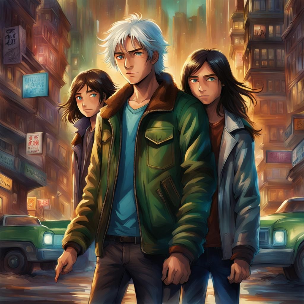 Teenagers in Cityscape as Matte Painting