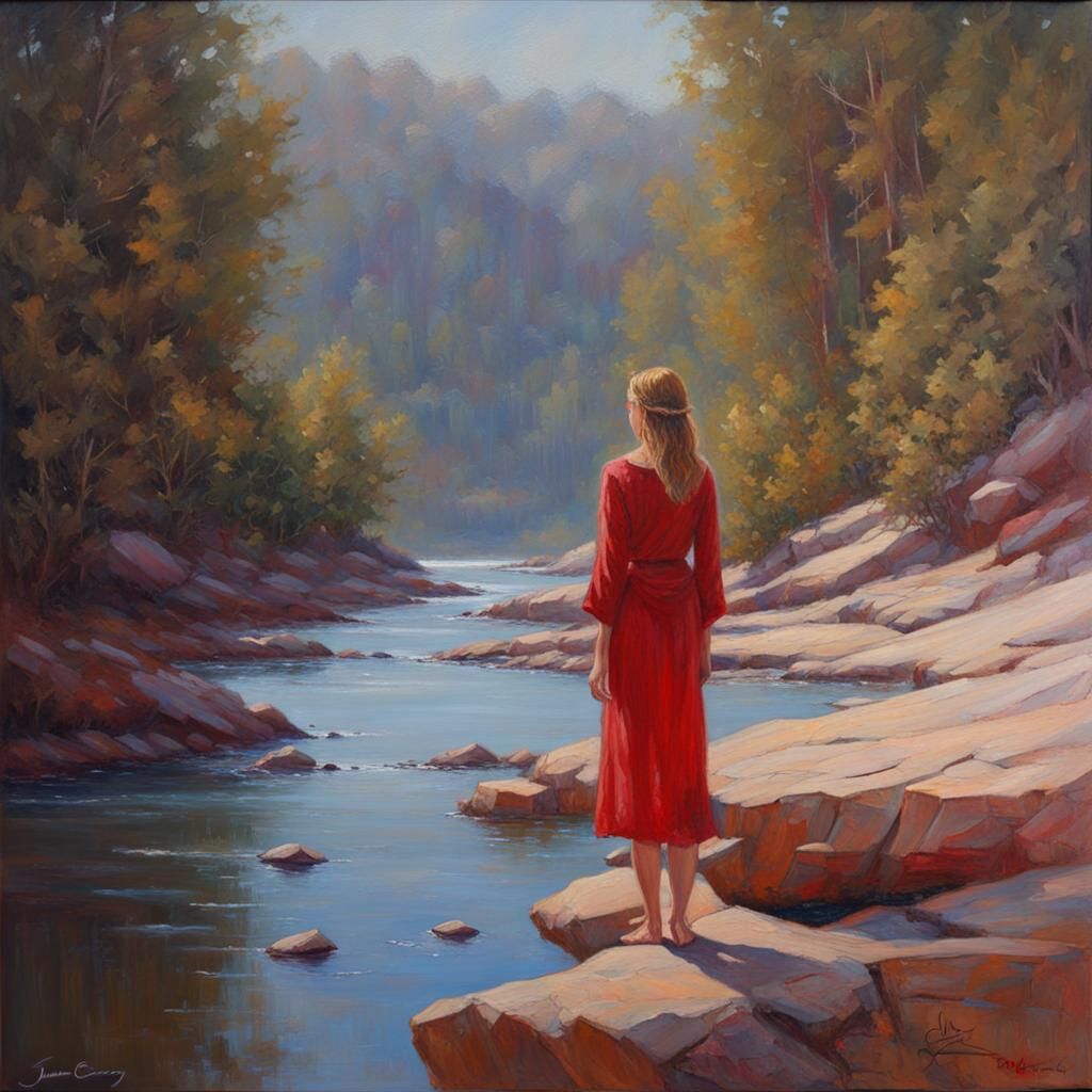 Ruby Silence: Oil Painting Landscape
