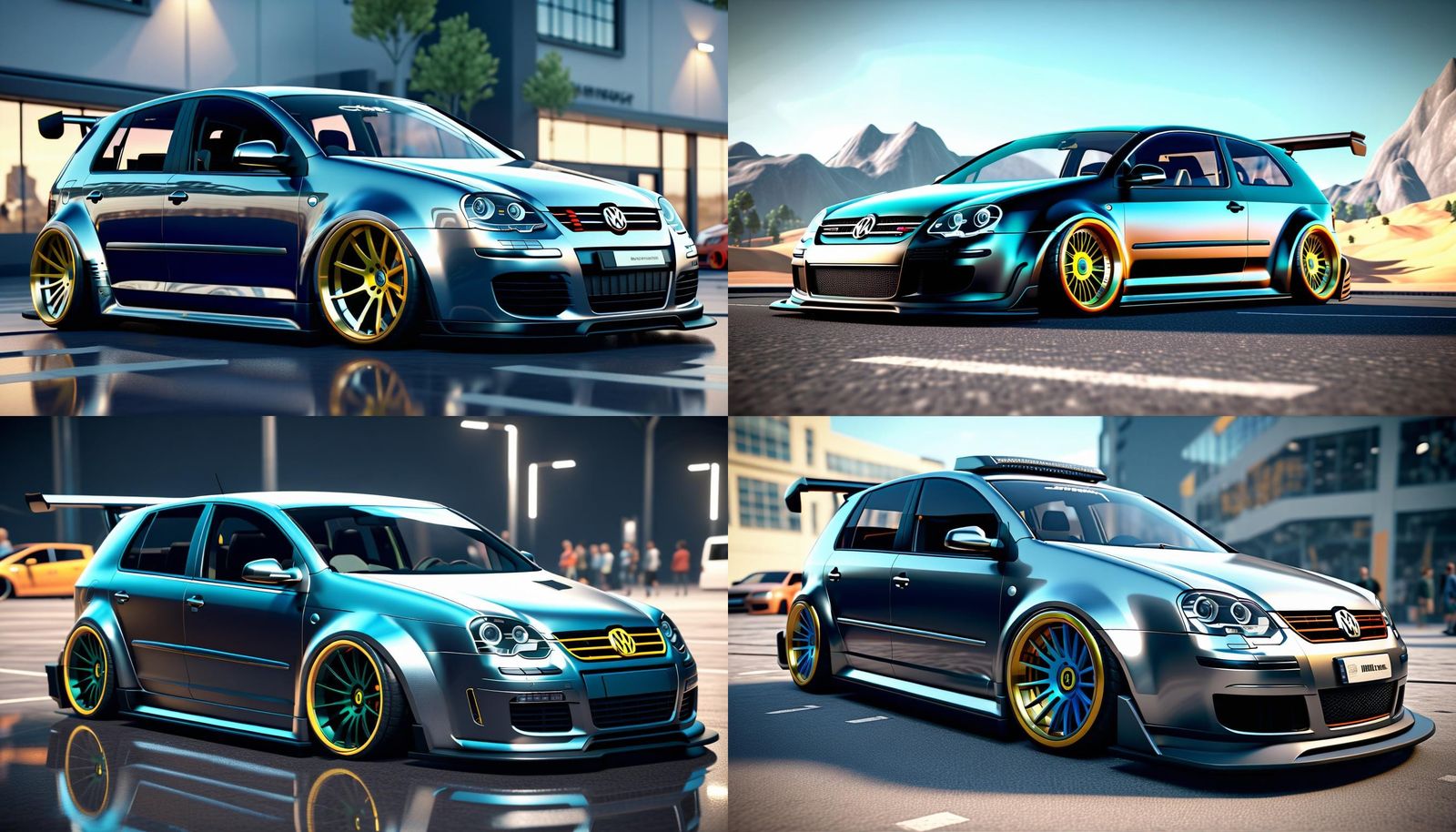 Volkswagen MK5 Wide Body Kit in Solarpunk Style