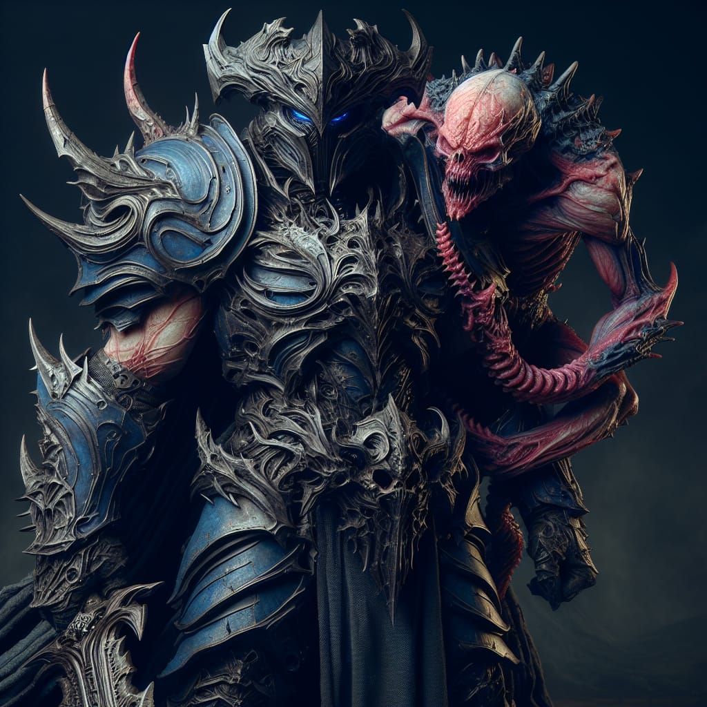Dark Fantasy Warrior with Parasitic Creature