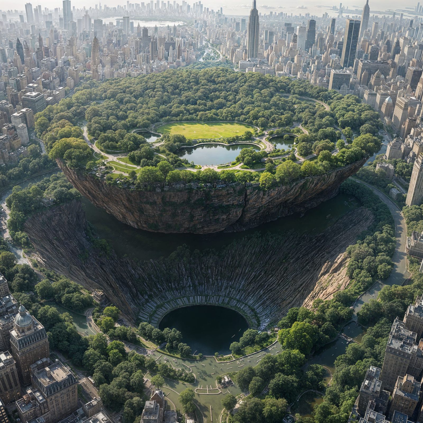 Surreal Floating Island of Central Park in Ultra-Realistic C...