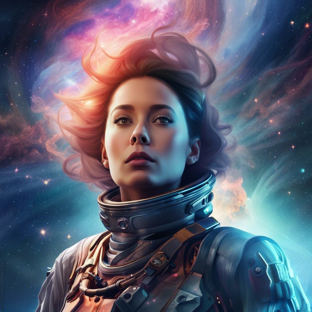Stunning Nebula Backdrop for High-Fashion Spacewoman Portrai...