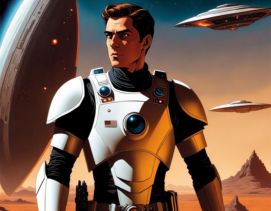 Handsome Sci-Fi Hero Portrait in Space Opera Style