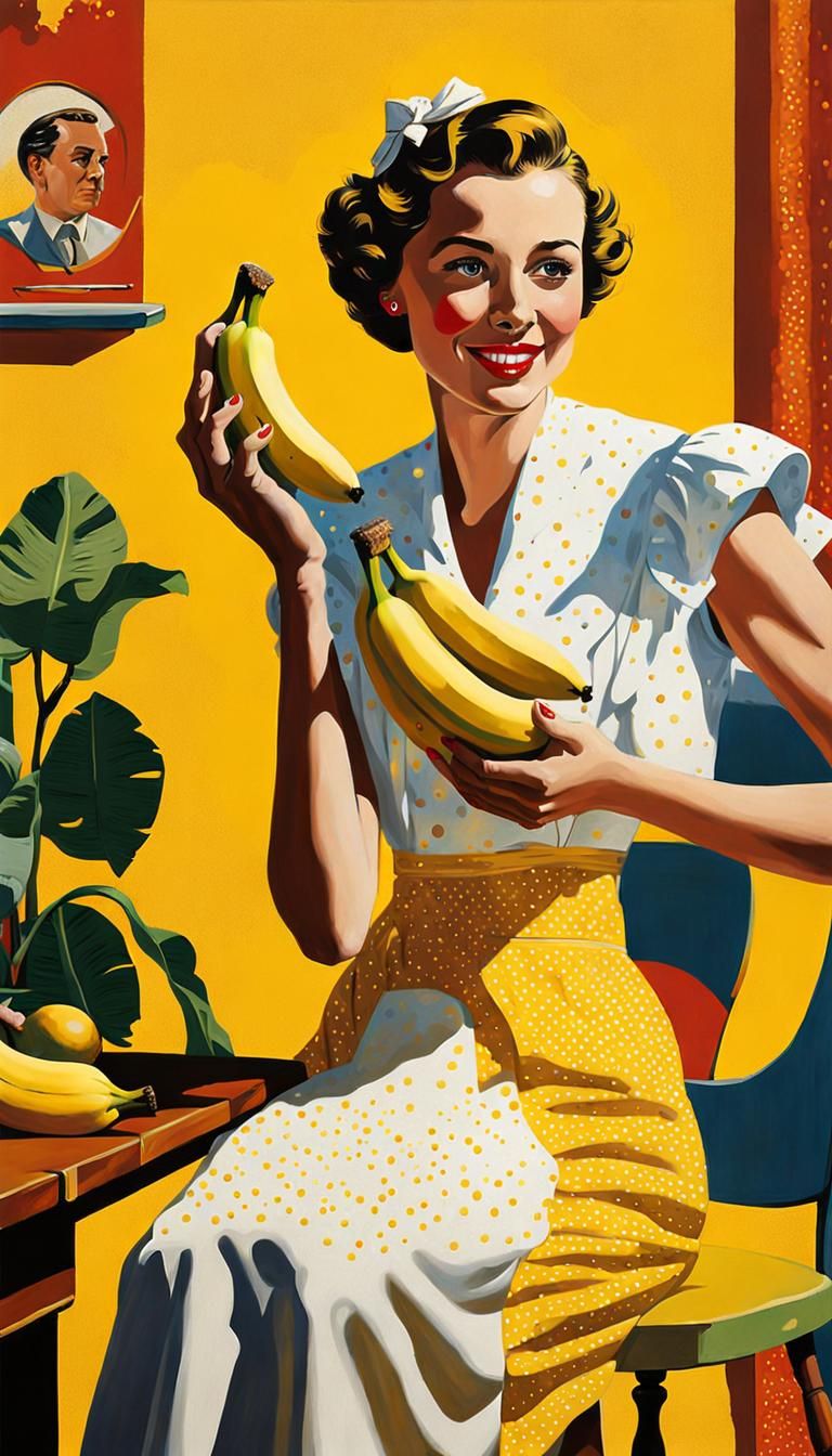 Pop Art Banana Reveals Woman in Dress