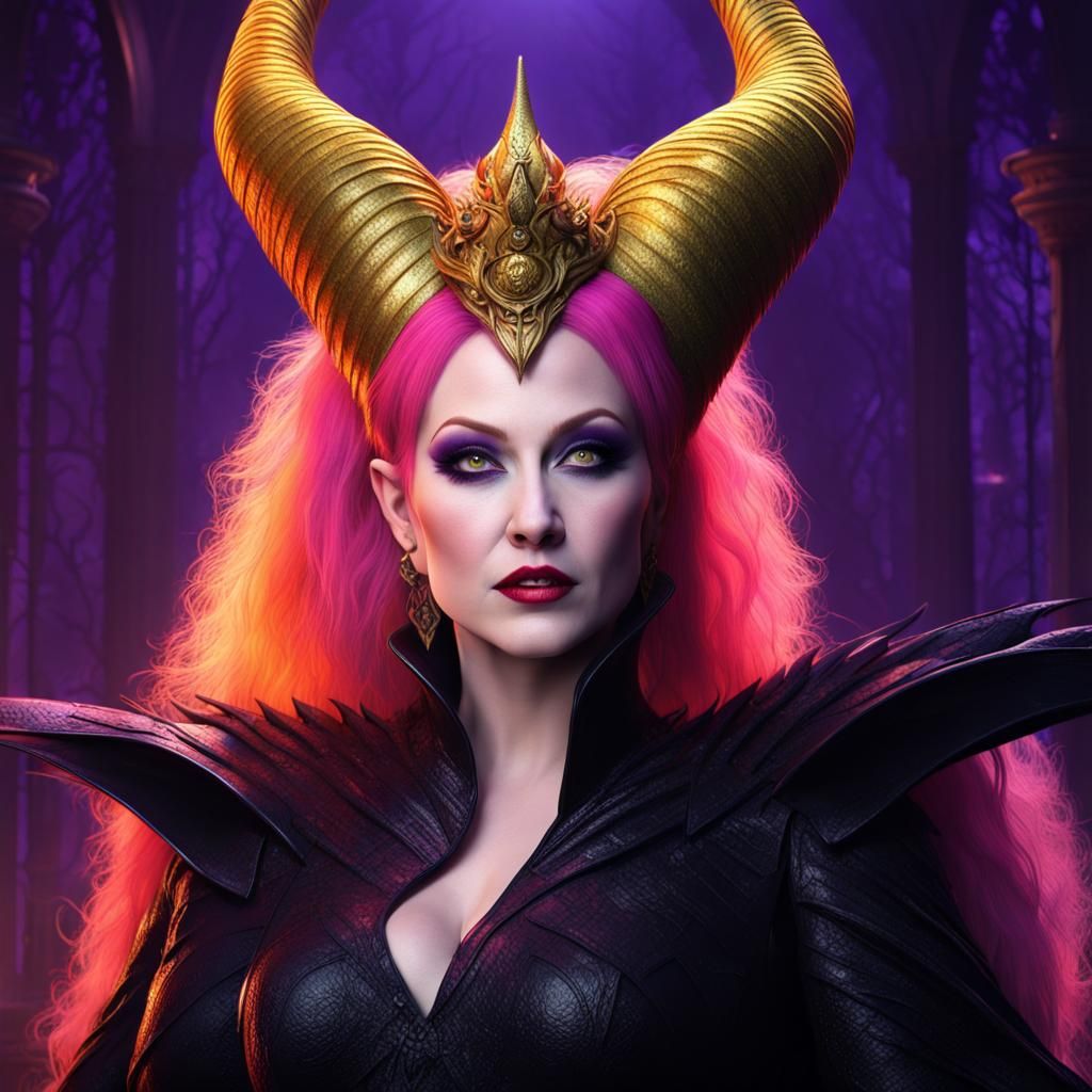 Cyndi Lauper as Maleficent in Dark Fantasy Style