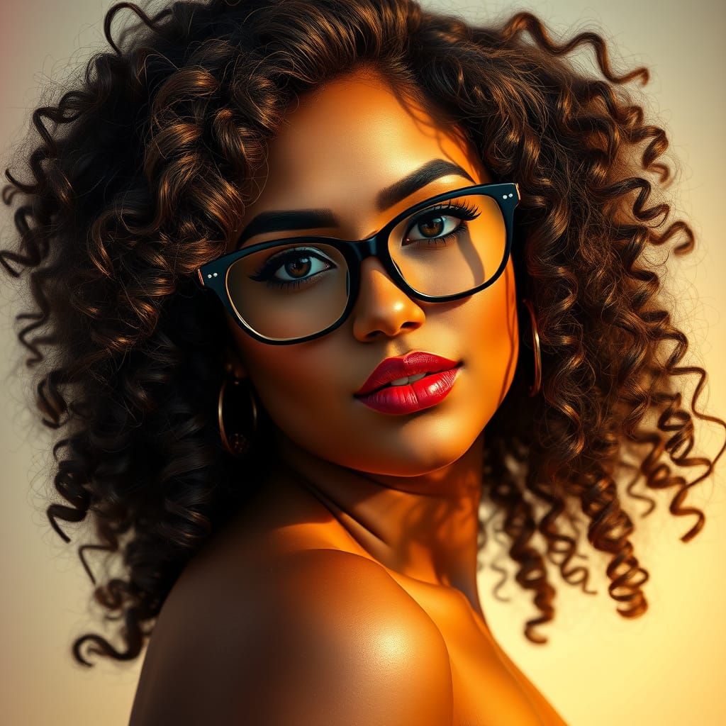 Indian Woman with Body Paint in Mucha Style