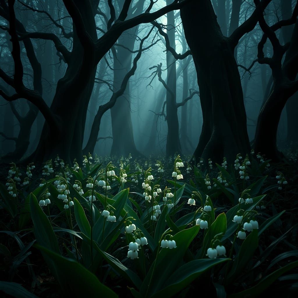 Enchanted Forest: Lily of the Valley and Fireflies