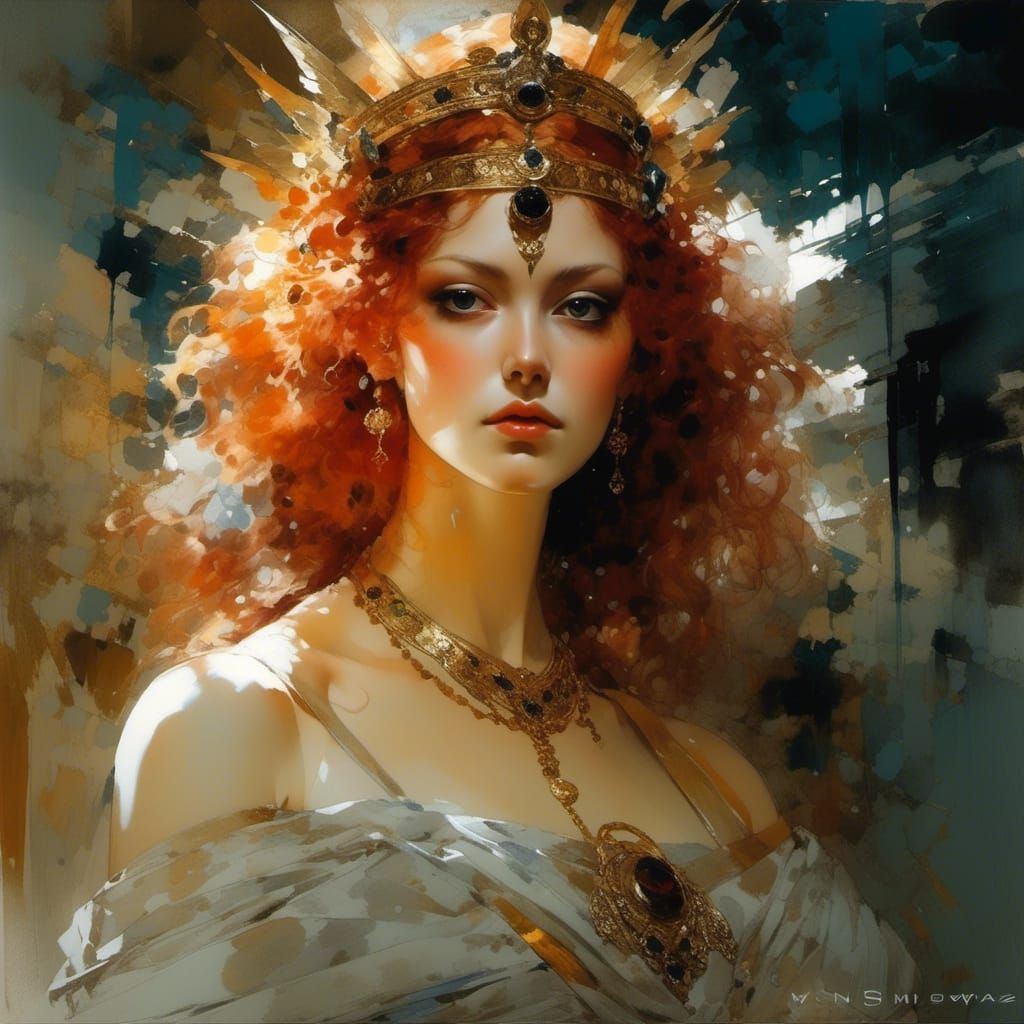 Goddess Portrait with Detailed Eyes as Watercolor