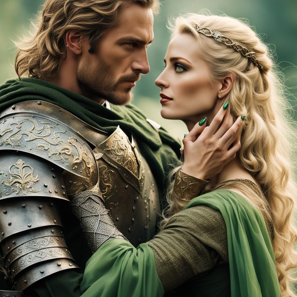 Knight and Enchantress in Intimate Embrace