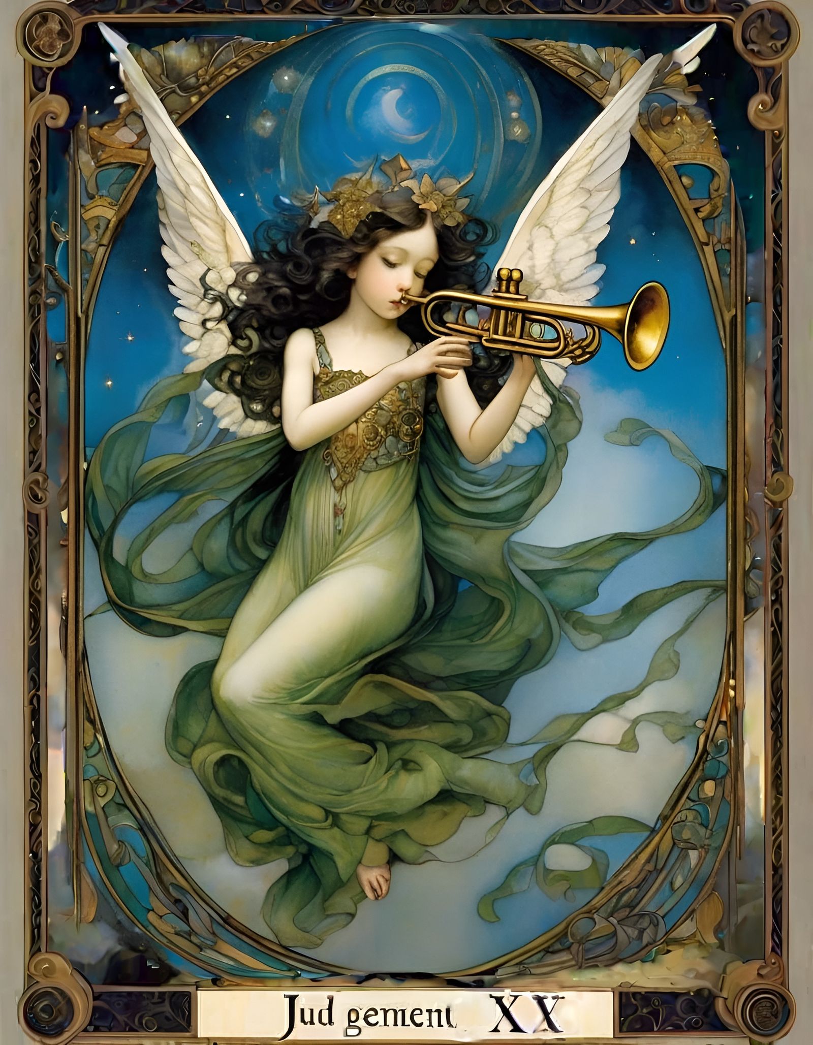 Gothic Tarot Card: Angel Israfil's Judgement